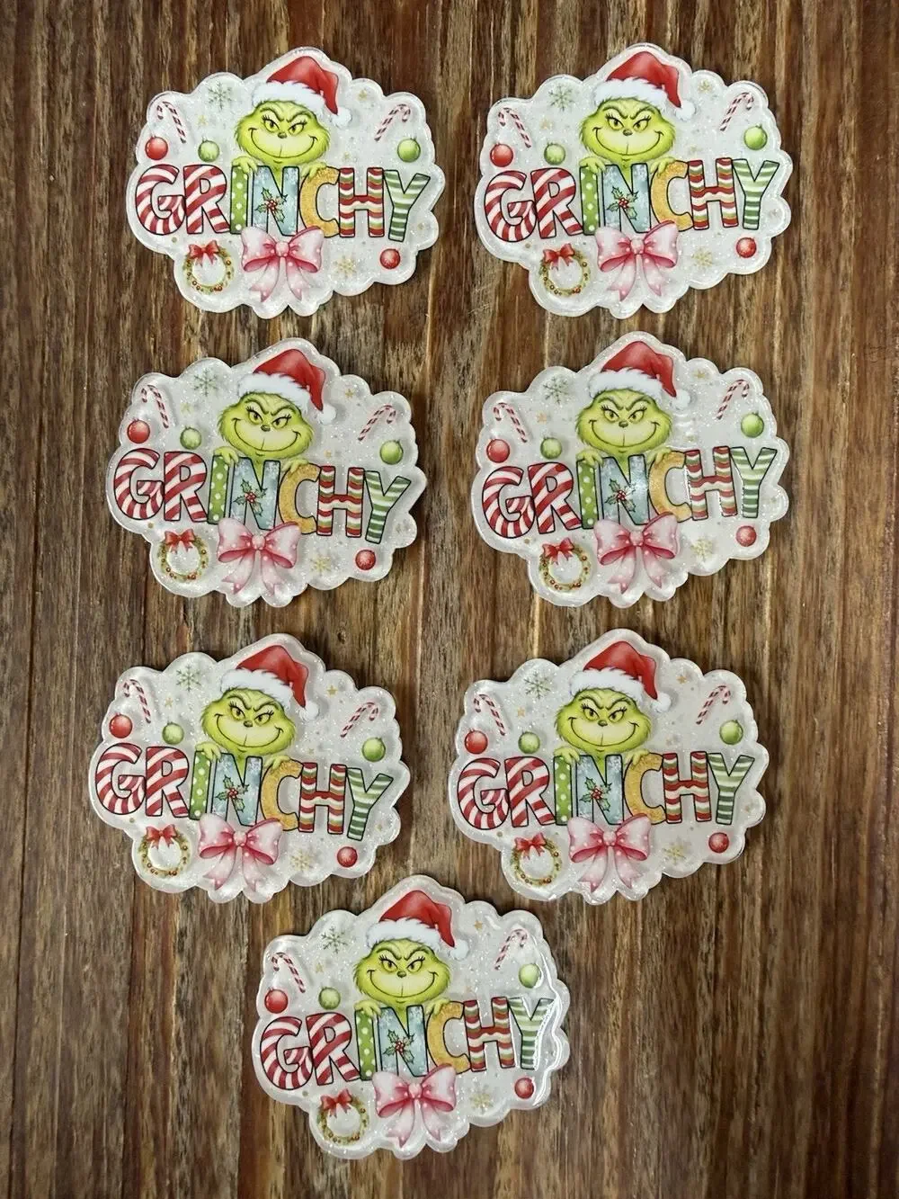 7 Pc Grinchy Acrylic Flatbacks